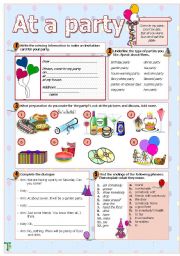 English Worksheet: At a party