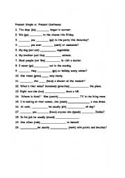 English Worksheet: Present Simple  and Present Continuous - Part 1