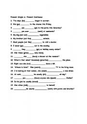 English worksheet: Present Simple  and Present Continuous - Part 1