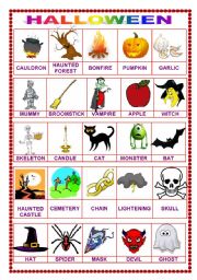 English Worksheet: Halloween pictionary (29.08.10)