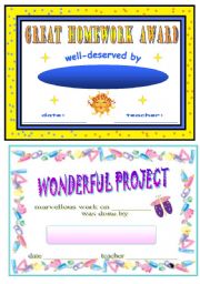 English Worksheet: certificates for students