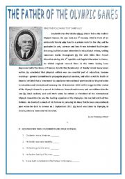 English Worksheet: THE FATHER OF THE OLYMPIC GAMES