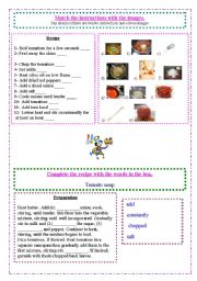 English Worksheet: Food and recipes