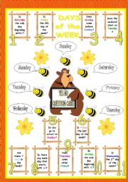 English Worksheet: Days of the week yes no question cards (editable)