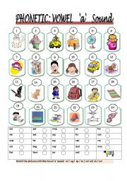 English Worksheet: Phonetic: Vowel sounds 1 of 5 ( 1c)