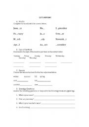 English Worksheet: Basic Review