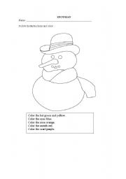 English Worksheet: Snowman