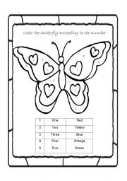 English Worksheet: Color according to the numbers