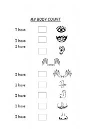 English Worksheet: my body count