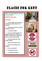English Worksheet: Places for rent