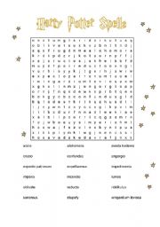 english worksheets harry potter spells word search 22