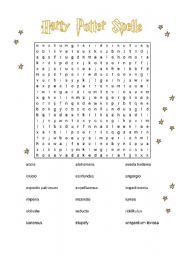 English worksheet: Harry Potter Spells Word Search 2/2