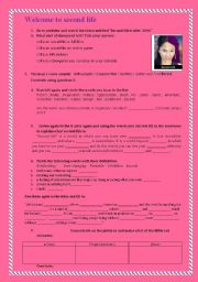 English Worksheet: second life