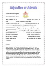 English Worksheet: Sarahs week in hospital