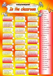 English Worksheet: In the classroom 