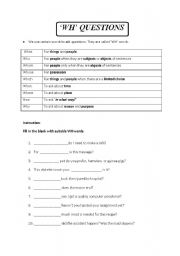 English Worksheet: notes & exercise on WH-questions