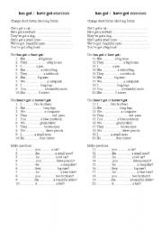 English Worksheet: have got vs has got