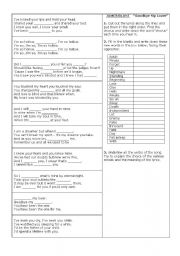 English Worksheet: Song by James Blunt: Goodbye my lover