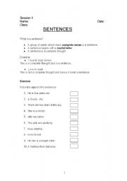 English worksheet: Sentences and Nouns_InitialStep
