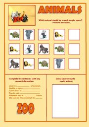 English Worksheet: zoo animals