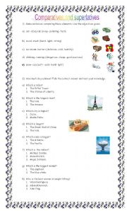 English Worksheet: Comparatives and superlatives