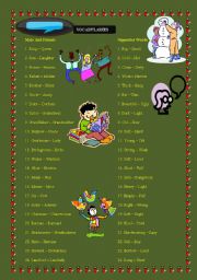 English Worksheet: Vocabularies