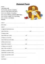 English Worksheet: Personal Poem