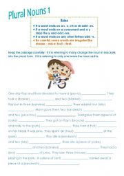 English Worksheet: Plural Nouns part 1