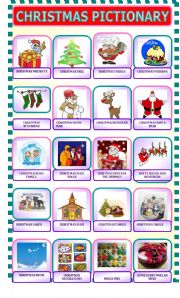 English Worksheet: CHRISTMAS PICTIONARY