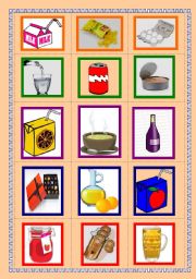 English Worksheet: Food - Containers - Flashcards