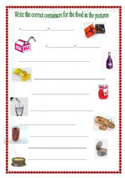 English Worksheet: Food Containers I