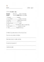 English worksheet: Some or Any