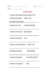 English worksheet: preposition