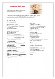 English Worksheet: Lady Gaga - Paparazzi