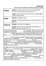 English Worksheet: Homophones Worksheet 