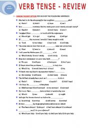 English Worksheet: VERB TENSE REVIEW