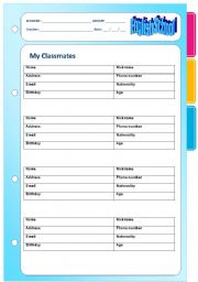 English Worksheet: My Classmates - Personal Information