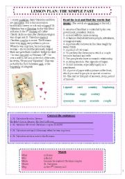 English Worksheet: The simple past and St. Valentines day (editable with answers)