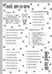 English Worksheet: am-is-are