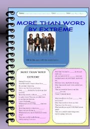 English Worksheet: MORE THAN WORD BY EXTREME