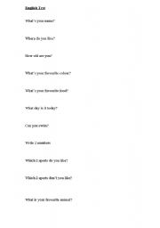 English Worksheet: Kids English Test