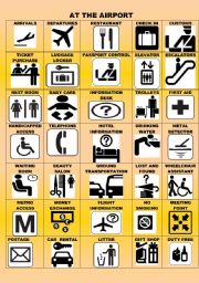 English Worksheet: AT THE AIRPORT/SIGNS/PICTIONARY