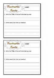 English Worksheet: Fantastic Facts Books Activity