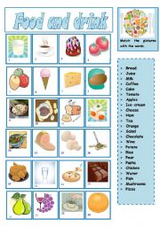 English Worksheet: Food and drink - matching