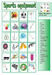 English Worksheet: Sports equipment - matching