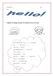 English worksheet: Hello!