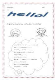 English Worksheet: Hello!