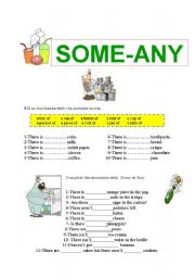 English Worksheet: some - any