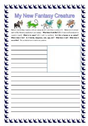 English worksheet: My New Fantasy Creature