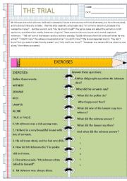 English Worksheet: READING THE TRIAL